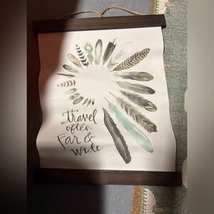 Feather Design Wall Art with Inspirational Quote